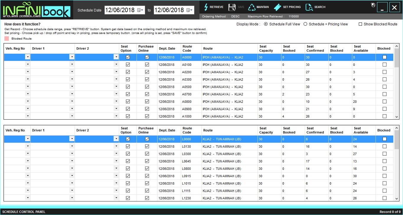 Schedule Control Panel